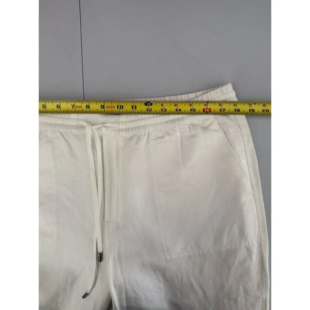 Banana Republic Pants Large White Womens Linen Blend Pull On Lagenlook NWOT